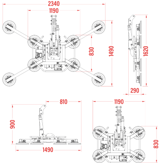 MRTA811 Quadra-Tilt Intelli-Grip Vacuum Lifter Dimensions MRTA811 Quadra-Tilt Intelli-Grip Vacuum Lifter Dimensions