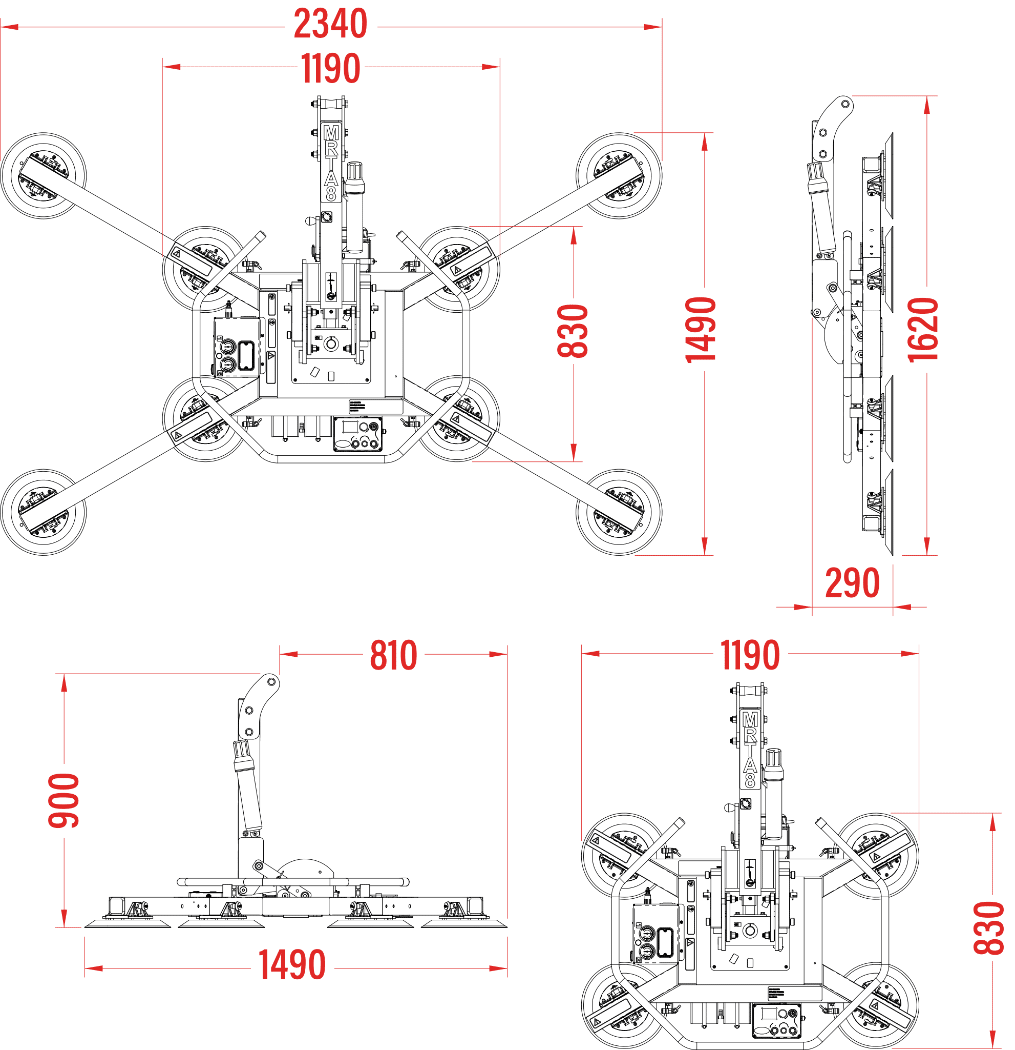MRTA811 Quadra-Tilt Intelli-Grip Vacuum Lifter Dimensions MRTA811 Quadra-Tilt Intelli-Grip Vacuum Lifter Dimensions