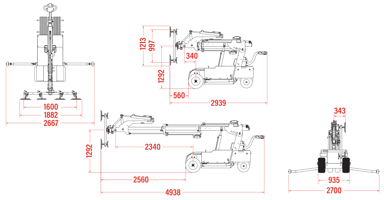 Oscar 800 Offroad Glazing Robot – Dimensions Oscar 800 Offroad Glazing Robot – Dimensions