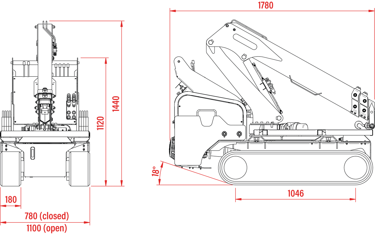 TMC 060 Tracked Pick & Carry Crane Dimensions TMC 060 Tracked Pick & Carry Crane Dimensions
