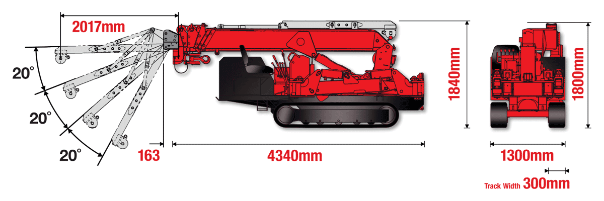 URW-376 Mini Spider Crane – Elevation Flat URW-376 Mini Spider Crane – Elevation Flat