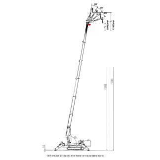 URW-376 Mini Spider Crane – URW376CDE Working Posture of Searcher Hook URW-376 Mini Spider Crane – URW376CDE Working Posture of Searcher Hook